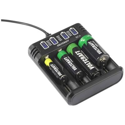 VOLTCRAFT BC4 Batterijlader Li-ion, NiMH AA (penlite), AAA (potlood), C (baby), Sub-C, 10440, 16340, CR-123A, 17335, 17500, 17670, 18490, 18650, 21700, 22650,