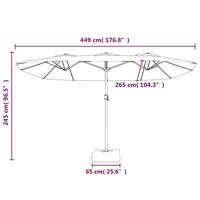 Parasol dubbel dak met LED 449x245 cm zwart - thumbnail
