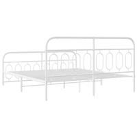 Bedframe met hoofd- en voeteneinde metaal wit 180x200 cm - thumbnail