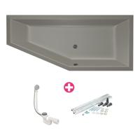 MegaBath Hoekbad Society 160 160X90X50 cm Rechts/Links Cement Mat - Rechts - thumbnail