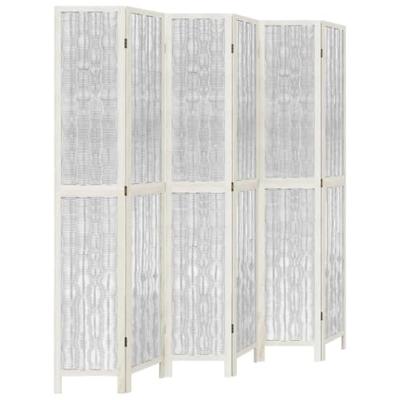Kamerscherm met 6 panelen massief paulowniahout wit