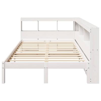 Bed met boekenkast zonder matras grenenhout wit 150x200 cm - thumbnail