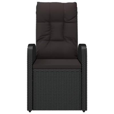 Tuinstoelen 2 st verstelbaar met kussens poly rattan zwart