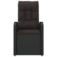 Tuinstoelen 2 st verstelbaar met kussens poly rattan zwart - thumbnail