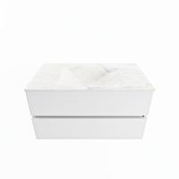MONDIAZ VICA-DLUX 90cm badmeubel onderkast Talc 2 lades. Inbouw wastafel CLOUD midden 1 kraangat, kleur Ostra. - thumbnail