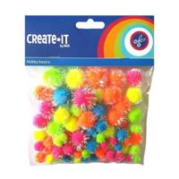 Haza Witbaard Glitter pompoms neon, 75st. - thumbnail