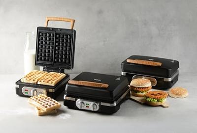 DOMO WAFFELEISEN - INKY BLACK Wafelijzer Controlelampje, Anti-aanbaklaag, Traploze temperatuurregeling, Timerfunctie Zwart