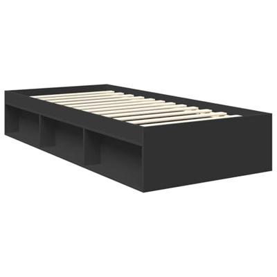Bedframe met hoofdeinde Zwart 90 x 190 cm Massief grenenhout