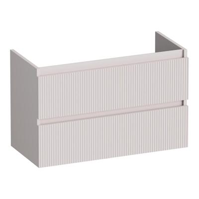 Brauer Joy Wavy - Onderkast Ondiep - 80 cm - met 2 Softclose Lades Greeploos en 1 Sifon Uitsparing - Mat Zand