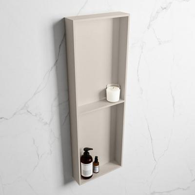 MONDIAZ EASY Nis 149,5x29,5cm in solid surface kleur Linen | Linen. 2 vakken geschikt voor in- of opbouw MONDIAZ EASY Nis 149,5x29,5cm in solid surface kleur Linen | Linen. 2 vakken geschikt voor in- of opbouw