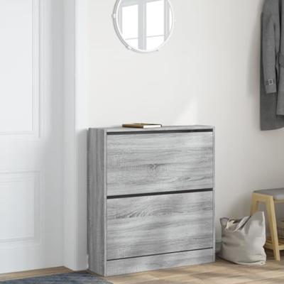 Schoenenkast 80x21x87,5 cm bewerkt hout grijs sonoma eikenkleur