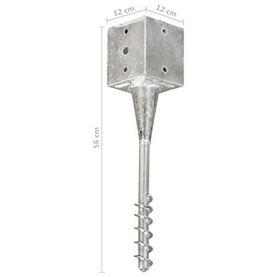 VidaXL Grondpinnen 6 st 12x12x56 cm gegalvaniseerd staal zilverkleurig VidaXL Grondpinnen 6 st 12x12x56 cm gegalvaniseerd staal zilverkleurig