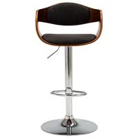 Barkruk gebogen hout en stof grijs - thumbnail