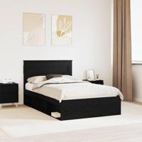 Bedframe met matras Zwart 120 x 190 cm Massief grenenhout - thumbnail