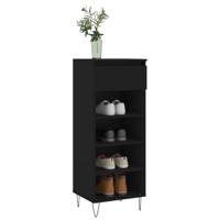 Schoenenkast 40x36x105 cm bewerkt hout zwart - thumbnail