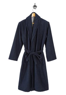 Hotel badjas donkerblauw - ruitreliëf-l/xl