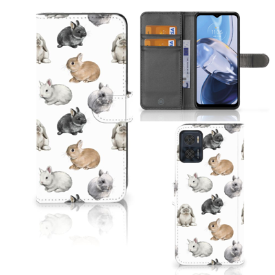 Telefoonhoesje | Met pasjeshouder | voor Motorola Moto E22 | E22i Konijntjes Telefoonhoesje | Met pasjeshouder | voor Motorola Moto E22 | E22i Konijntjes