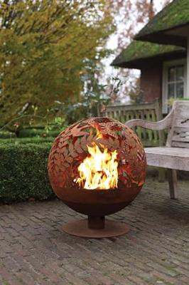 Esschert Design vuurkorf lasergesneden bloemen roestkleurig ff294