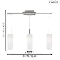 Eglo HanglampTroy 3 3-lichts metaalgrijs met wit - 85978 - thumbnail