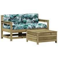 3-delige Loungeset met kussens geïmpregneerd grenenhout - thumbnail