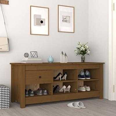 VidaXL Schoenenkast 110x38x45,5 cm massief grenenhout honingbruin VidaXL Schoenenkast 110x38x45,5 cm massief grenenhout honingbruin