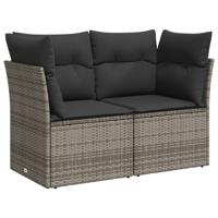 7-delige Loungeset met kussens poly rattan grijs - thumbnail