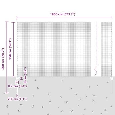 VidaXL Hek met paal zilver 1,5 x 10 m staal