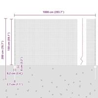 VidaXL Hek met paal zilver 1,5 x 10 m staal - thumbnail