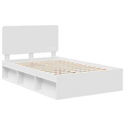 Bedframe met hoofdeinde Wit 135 x 190 cm Massief grenenhout