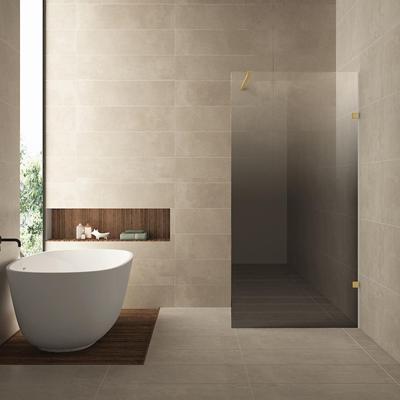 Inloopdouche Rechts Wiesbaden Less 80x200 cm 8 mm Nano Spiegelrook- naar Helder Glas Geborsteld Messing