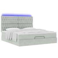 Ottoman bed met matrassen en LED's 180x200cm fluweel lichtgrijs - thumbnail