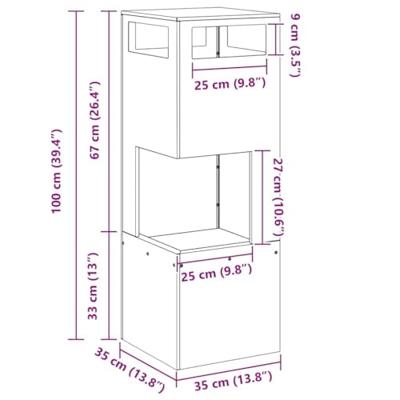Vuurkorf Bruin 35 x 35 x 100 cm Cortenstaal