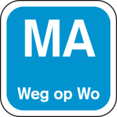 Label | MA weg op | papier | afwasbaar | 19x19mm | blauw | rol à 1000 stuks