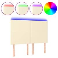 Hoofdbord LED 144x5x118/128 cm kunstleer crèmekleurig - thumbnail
