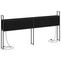 Opberghoofdbord met hoofdeinde met opslag Zwart eiken 200 cm Bewerkt hout - thumbnail
