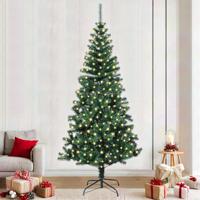 VidaXL Kunstmatig voorverlicht kerstboom groen 240 cm pvc en metaal - thumbnail