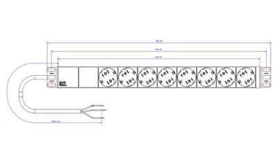 Bachmann 333.416 19 inch Stekkerdoos voor patchkast 1 HE Geaarde contactdoos Grijs