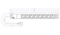 Bachmann 333.416 19 inch Stekkerdoos voor patchkast 1 HE Geaarde contactdoos Grijs - thumbnail