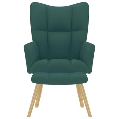 Relaxstoel met voetenbank stof donkergroen Relaxstoel met voetenbank stof donkergroen