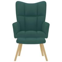 Relaxstoel met voetenbank stof donkergroen - thumbnail