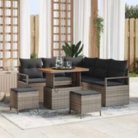 Tuinbankenset met kussen 8 pcs Grijs poly rattan - thumbnail