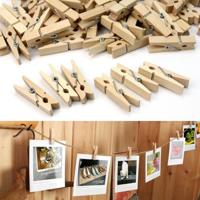 100 stuks mini natuurlijke houten clips foto clip wasknijper ambachtelijke decoratie pinnen grootte: 2.5 × 0.3 cm - thumbnail