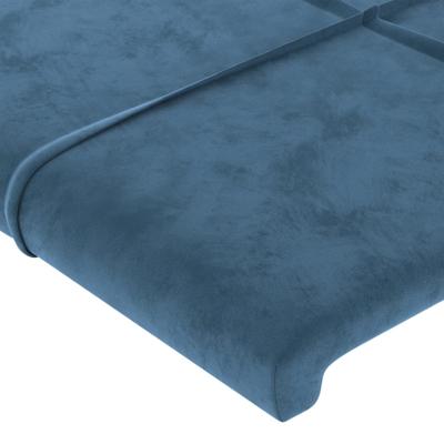 Hoofdbord met randen 163x16x118/128 cm fluweel donkerblauw - thumbnail