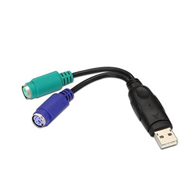 NANOCABLE 10.03.0101 PS/2 converter (toetsenbord en muis) naar USB 2.0, type 2xPS/2/H-A/M, Female, Zwart, 15 cm