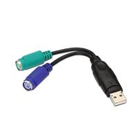 NANOCABLE 10.03.0101 PS/2 converter (toetsenbord en muis) naar USB 2.0, type 2xPS/2/H-A/M, Female, Zwart, 15 cm - thumbnail