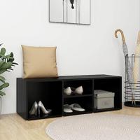 VidaXL Schoenenopbergbank 105x35x35 cm bewerkt hout zwart - thumbnail