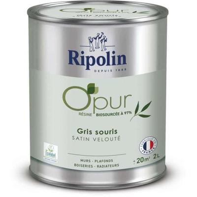 O'PUR verf voor muren, houtwerk & radiatoren - RIPOLIN - 472827 - Muisgrijs - Fluweel satijn - 2 L
