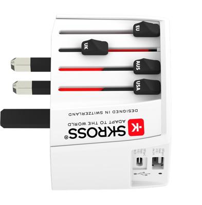 Skross USB-A + USB-C Wereldstekker Wit