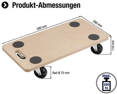 Meister Werkzeuge 0820040 Transportroller MDF Laadvermogen (max.): 200 kg 110 mm Aantal rollers 4