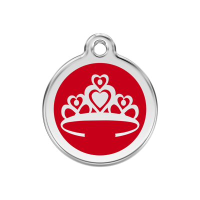 Crown Red roestvrijstalen hondenpenning medium/gemiddeld dia. 3 cm RedDingo - Reddingo